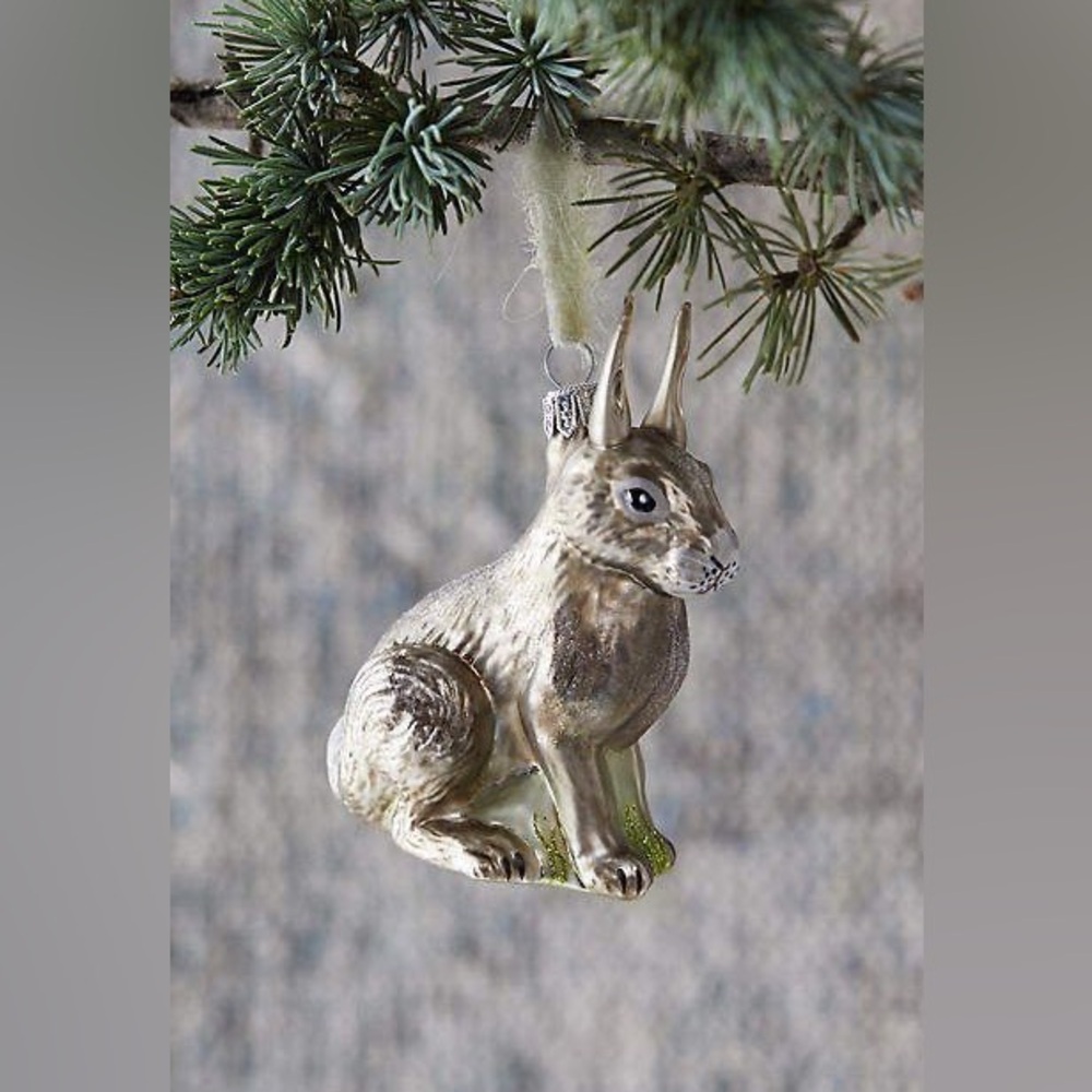 New🌟 Anthropologie Bunny Rabbit Glass Ornament